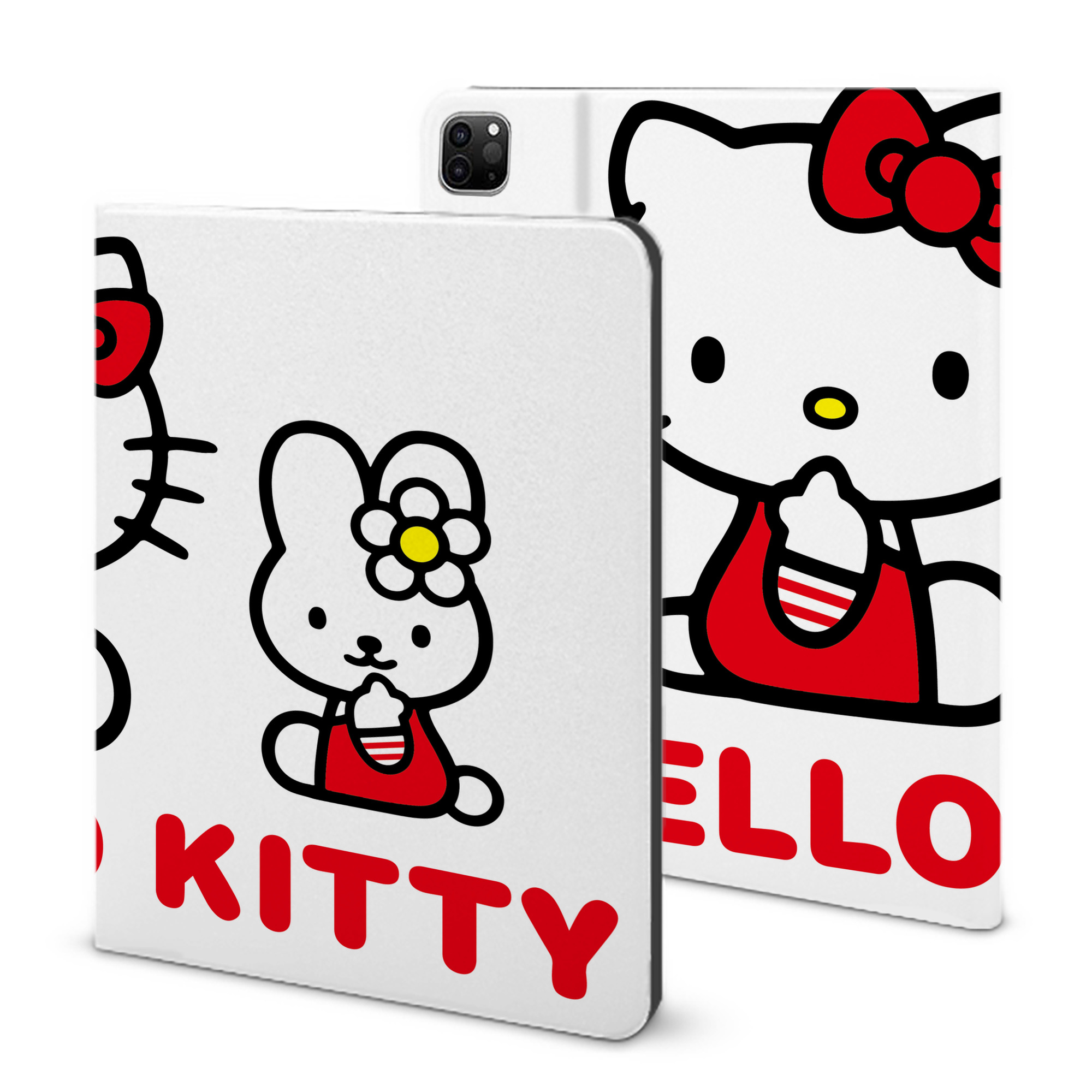 （画像用） Hello Kitty ハローキティ IPad ケース ブック型 PUレザー TPU 耐衝撃 軽量 薄型 ペン収納なし 全面保護 IPad 各モデル対応